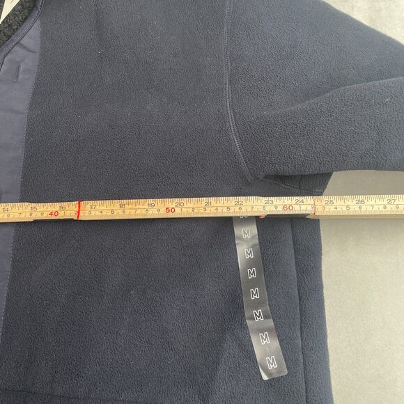 UNIQLO x Engineered Garments Fleece Collarless Coat Men M Navy Zip Snap Oversize - Picture 5 of 8